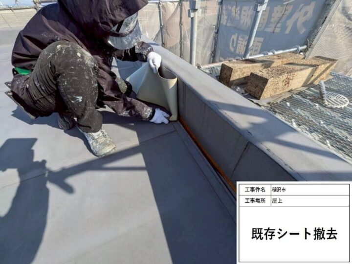 既存シート撤去施工