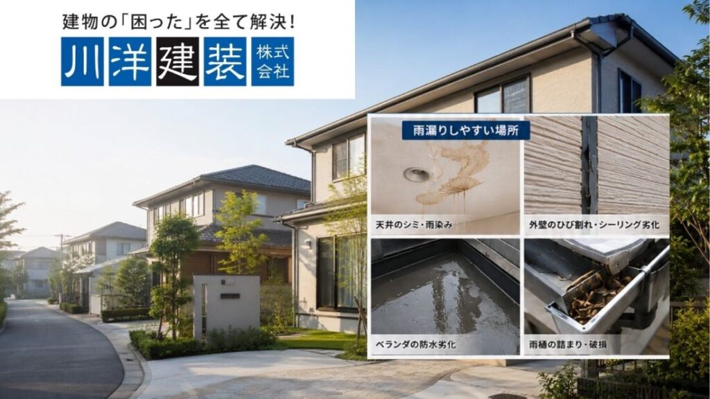 名古屋市の戸建てで雨漏りが起きたら？屋根・外壁・ベランダ別に原因と修理方法を解説